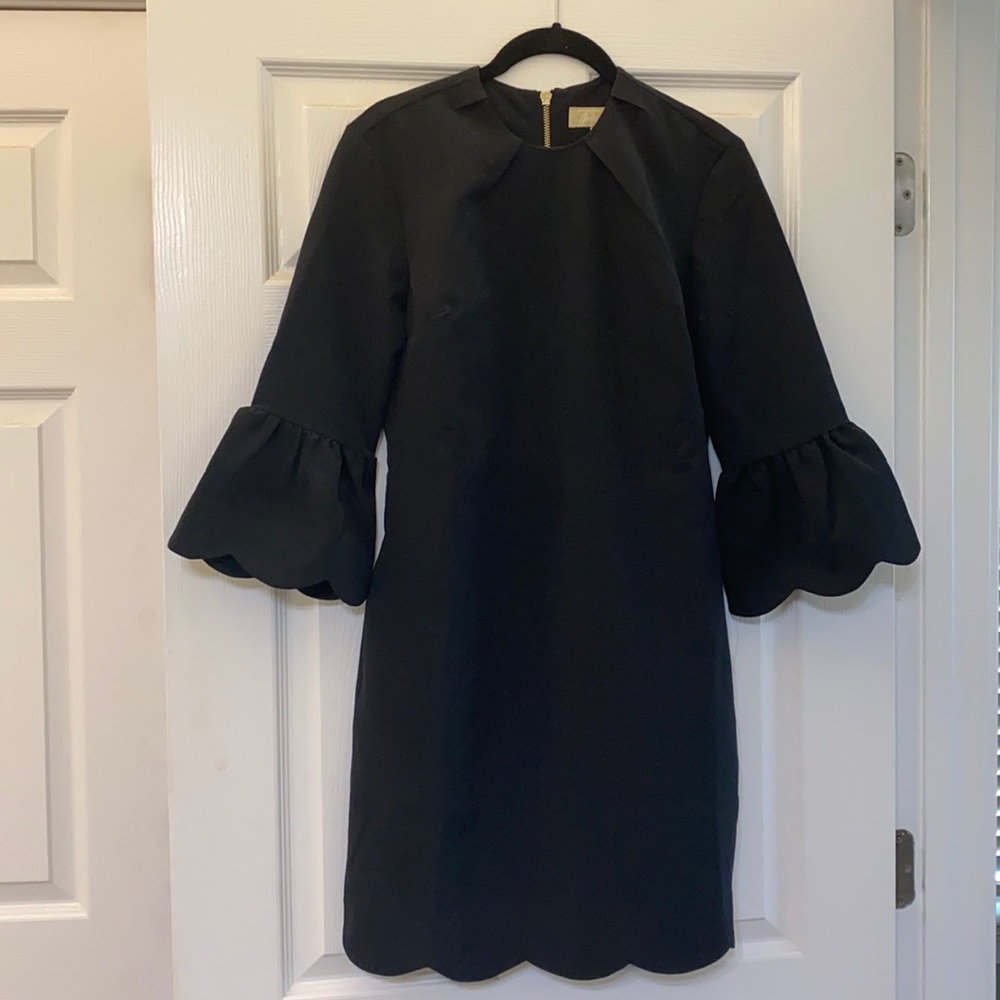 Lauren James Black scalloped 3 quarter sleeve dress XS